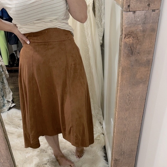 Jag Jeans Elegant Brown faux suede midi Skirt size large - Picture 1 of 5